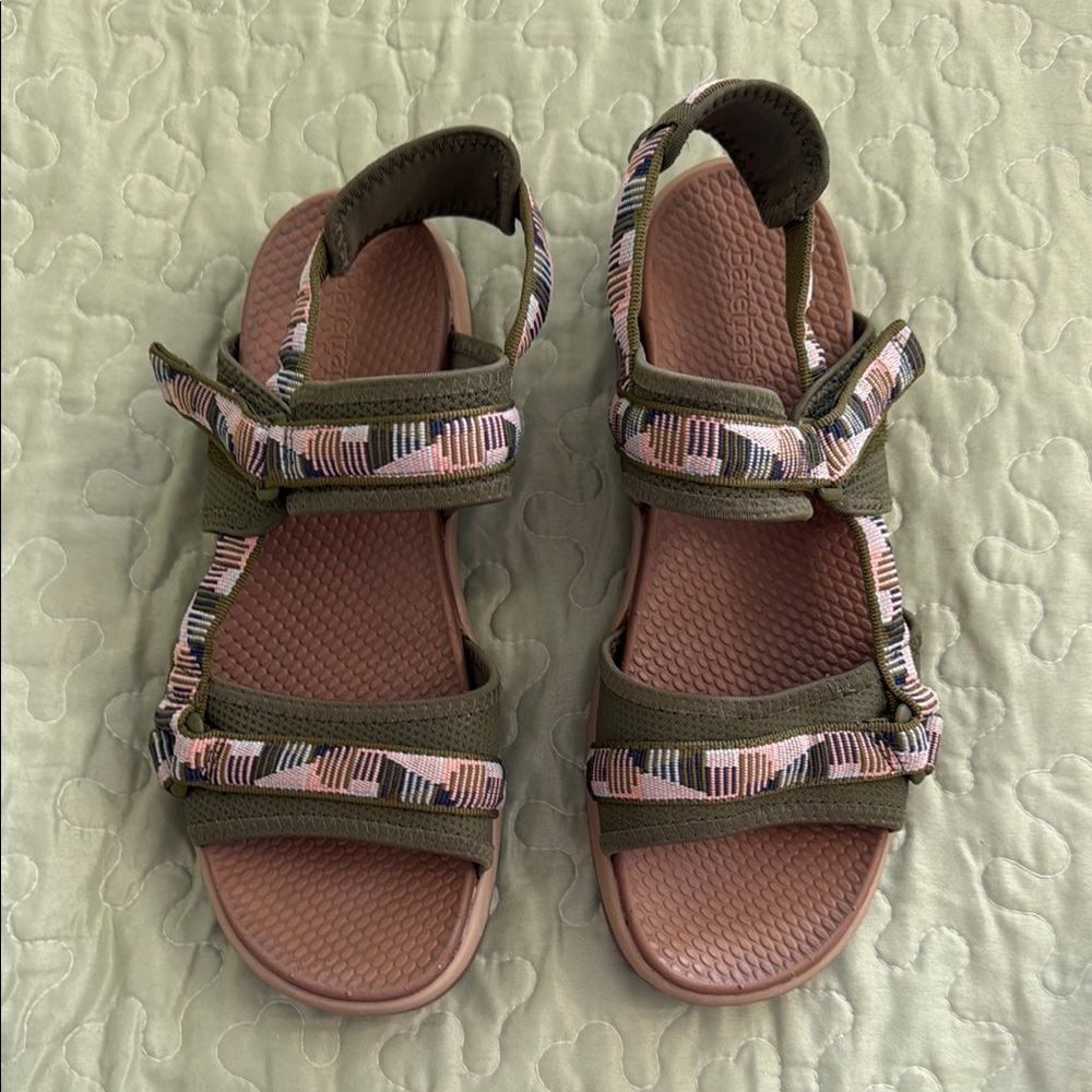 Green and Multicolor Strappy Sandals